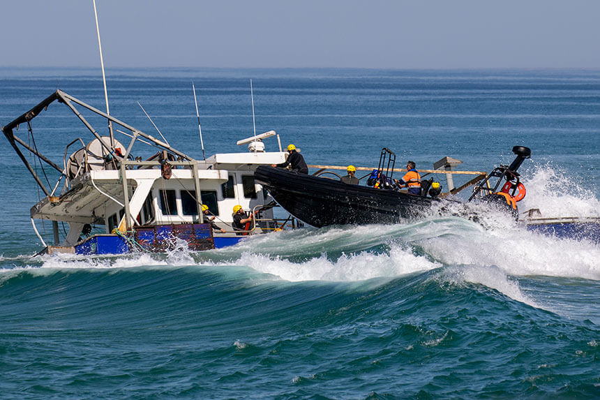 Trawler runs aground at Entrance